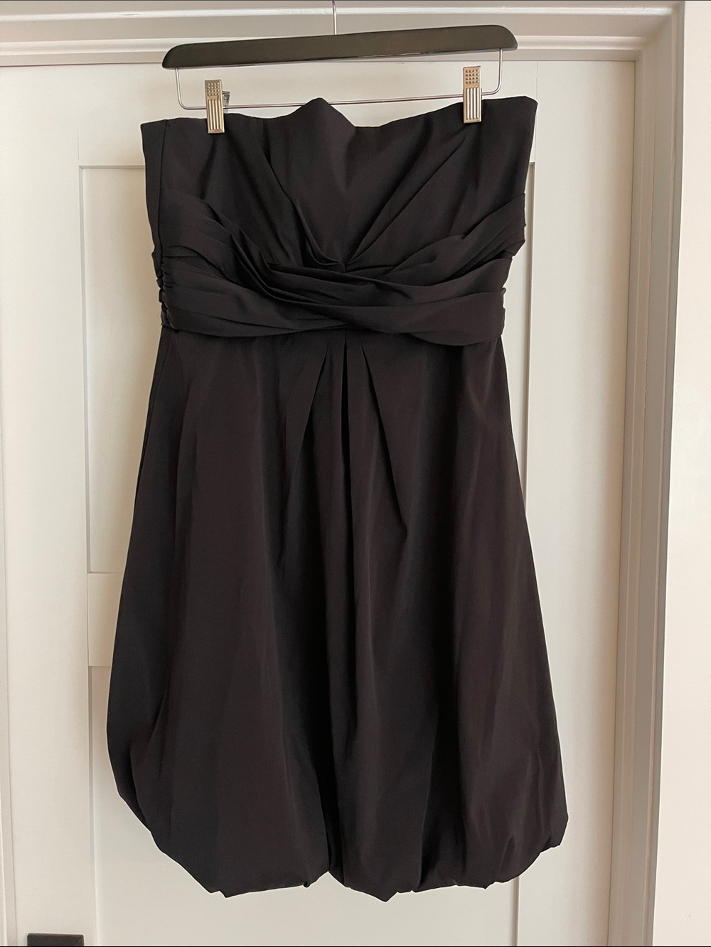 White House Black Market Black Strapless Bubble-Hem Dress